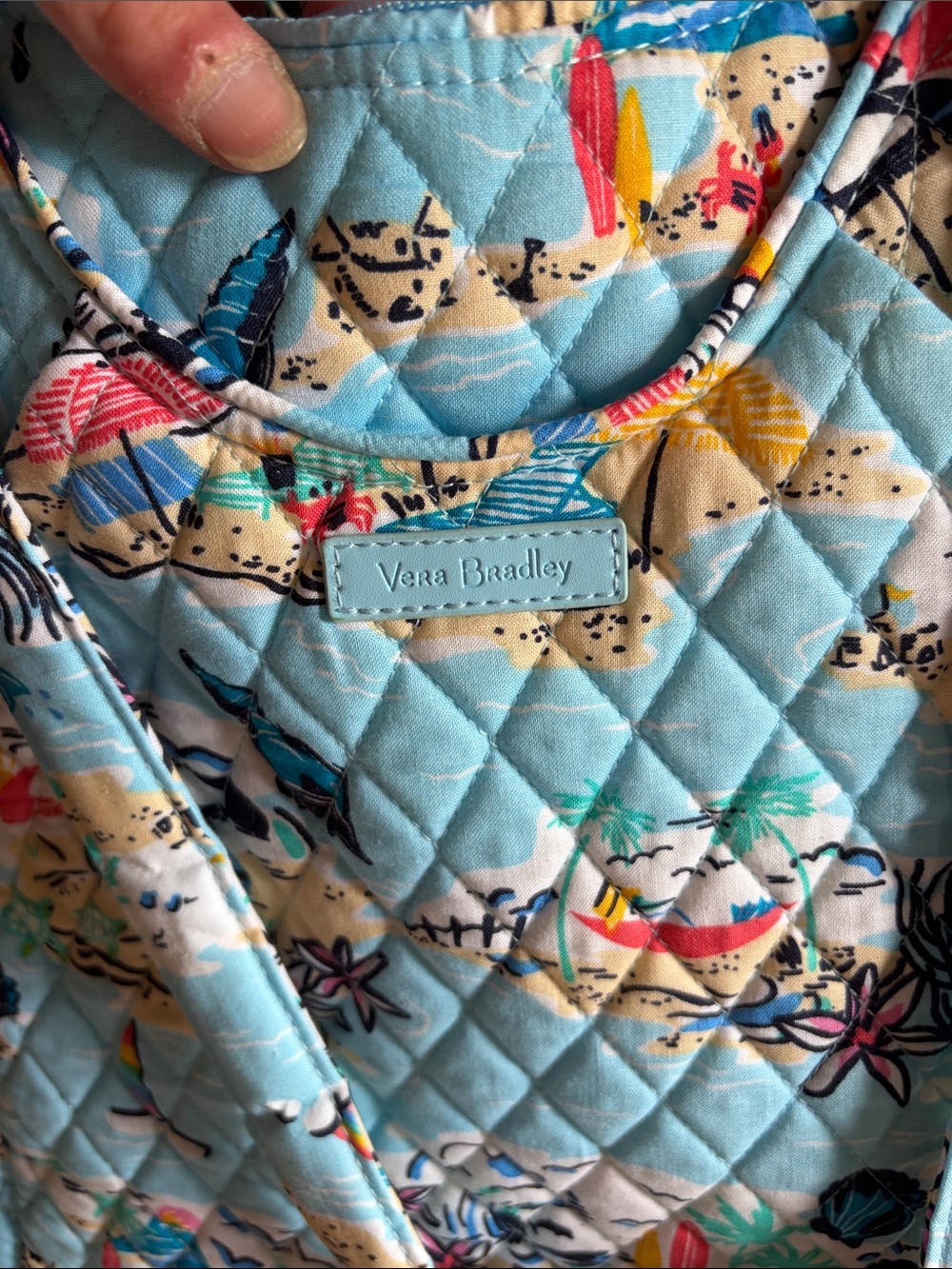 Vera Bradley Light Blue Quilted Beach-Print Tote with Matching Pouches - Picture 3 of 9
